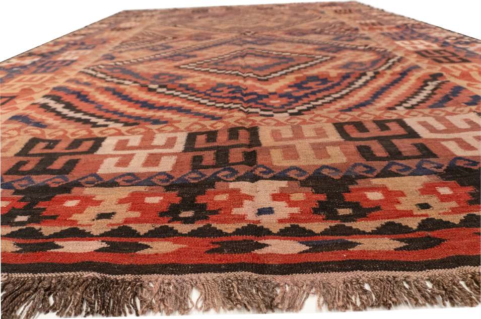 W 9 L 13.9 Kilim 100% Wool Hand-Woven Modern Design - 13147