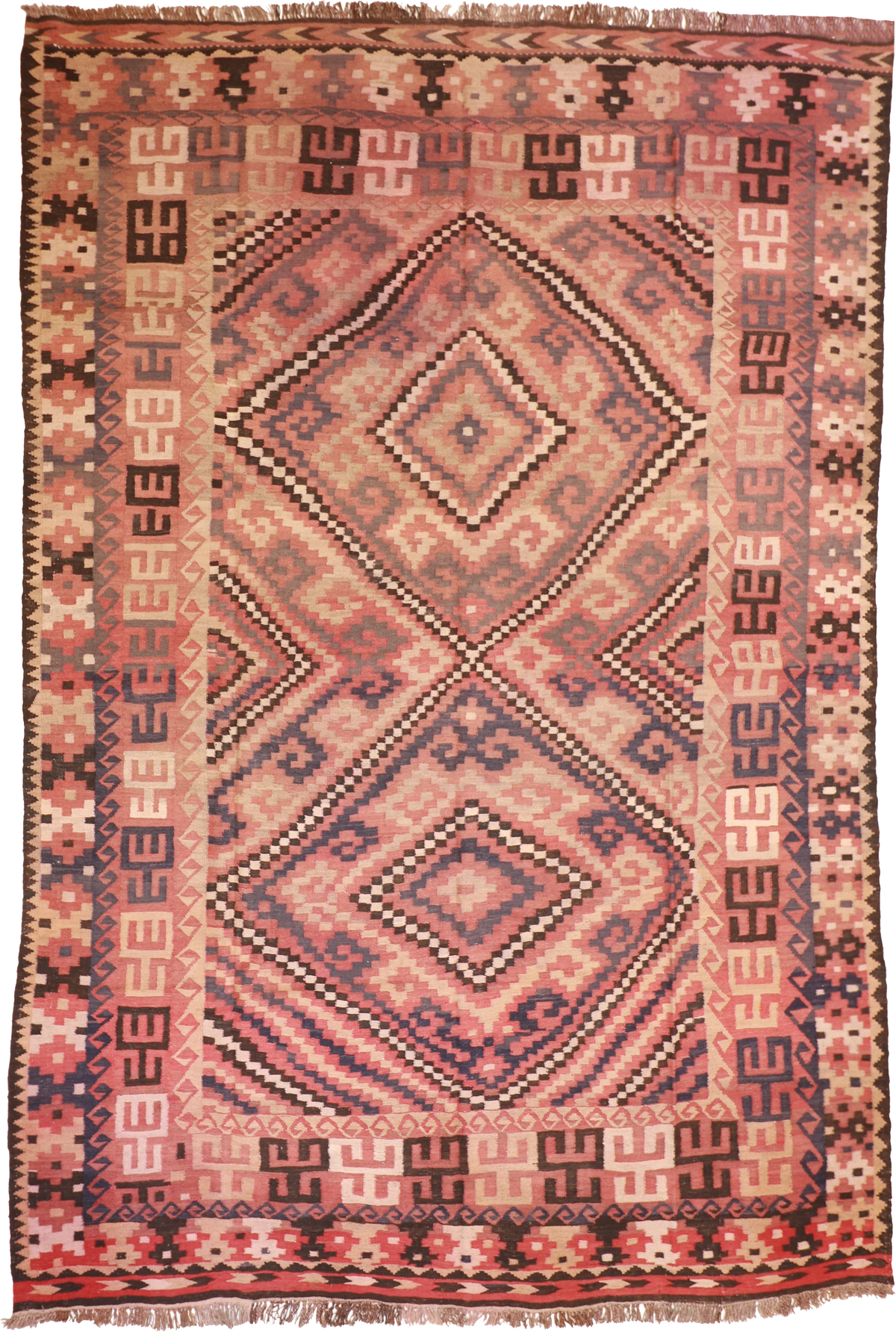 W 9 L 13.9 Kilim 100% Wool Hand-Woven Modern Design - 13147