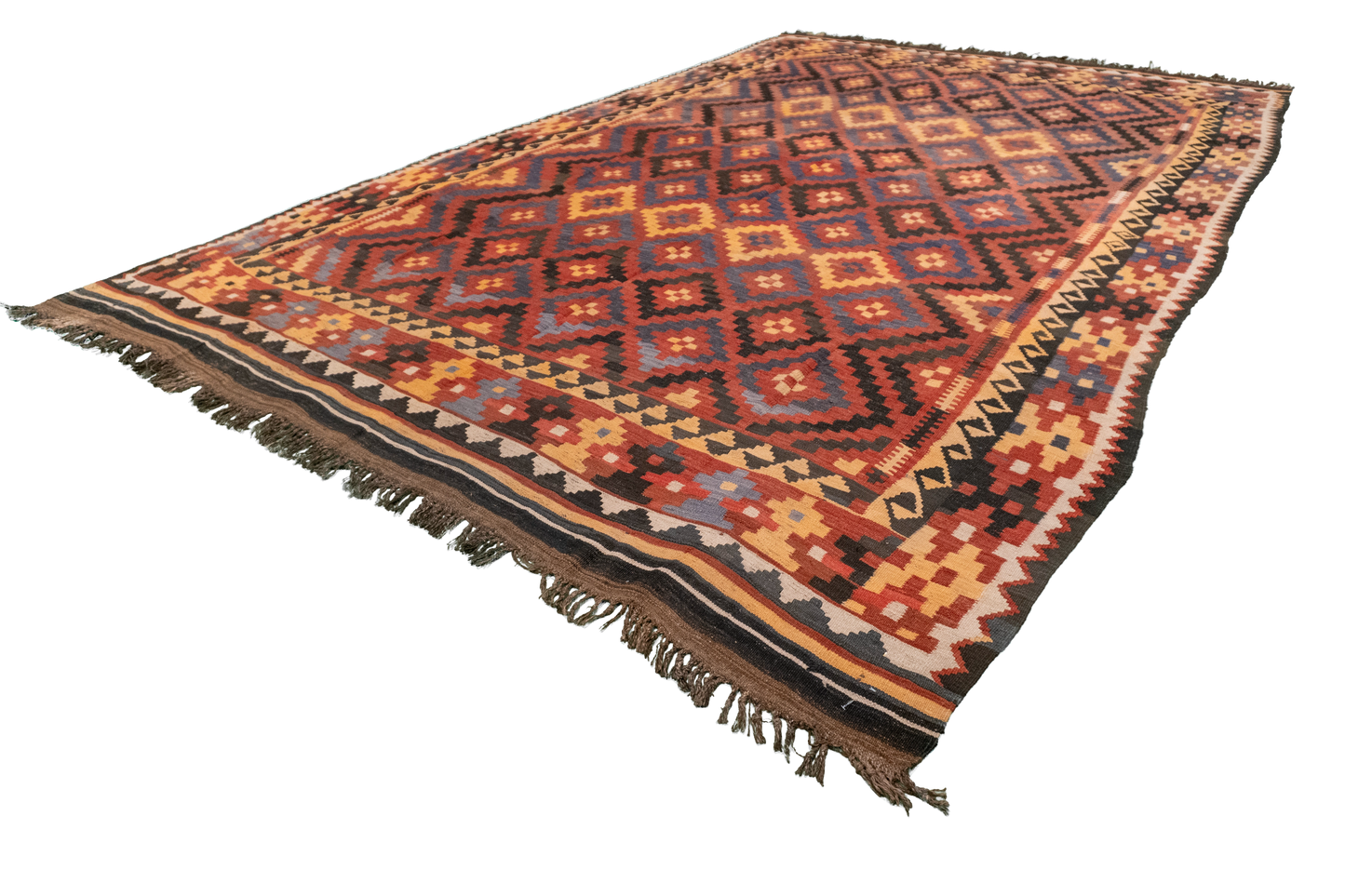 W 8.11 L 14.3 Kilim 100% Wool Hand-Woven Modern Design - 13152