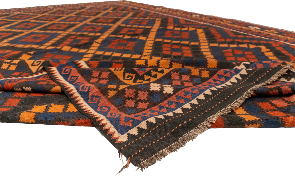 W 8.3 L 13.1 Kilim 100% Wool Hand-Woven Modern Design - 13155