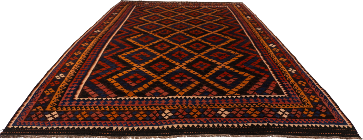 W 8.3 L 13.1 Kilim 100% Wool Hand-Woven Modern Design - 13155