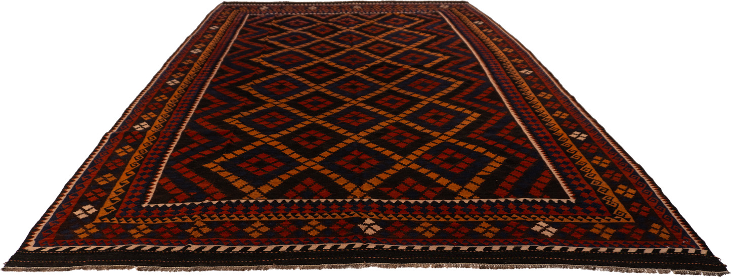 W 8.3 L 13.1 Kilim 100% Wool Hand-Woven Modern Design - 13155