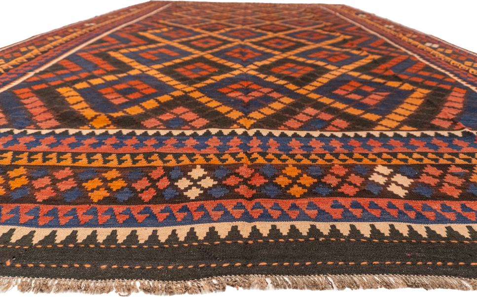 W 8.3 L 13.1 Kilim 100% Wool Hand-Woven Modern Design - 13155