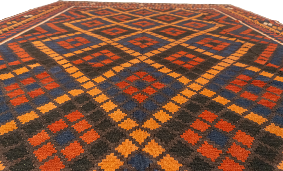 W 8.3 L 13.1 Kilim 100% Wool Hand-Woven Modern Design - 13155