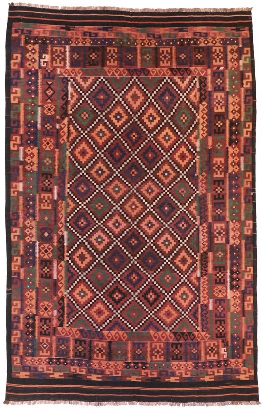 9.3 x 14.2 - Kilim Wool Modern Rectangle - Finest Hand-Knotted Quality Wool — 13156
