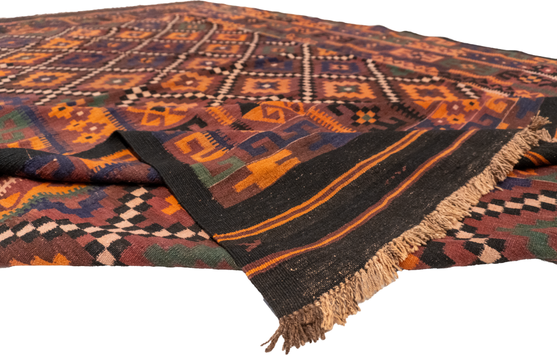 W 9.3 - L 14.2 - Kilim Wool Modern Rectangle - Finest Hand-Made Quality Wool - 13156