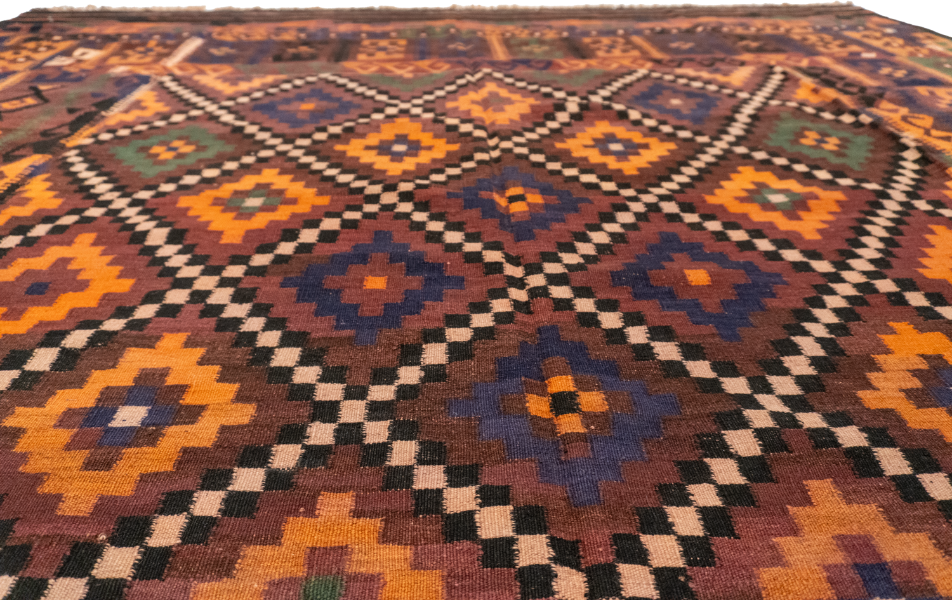 W 9.3 - L 14.2 - Kilim Wool Modern Rectangle - Finest Hand-Made Quality Wool - 13156