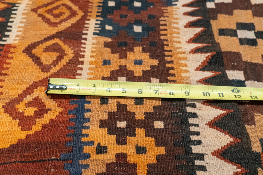 W 6.9 L 9.5 Kilim 100% Wool Hand-Woven Geometric Design - 13181