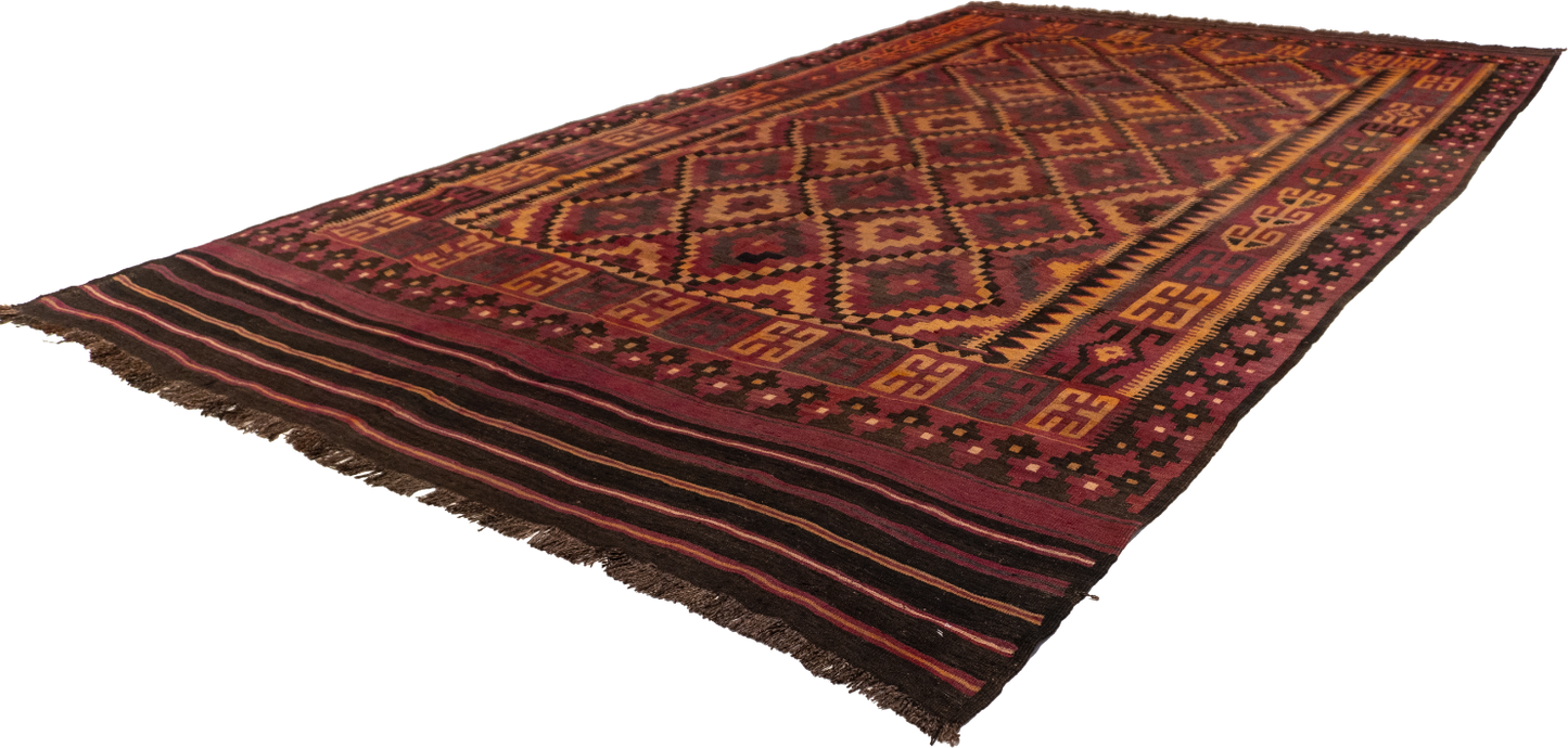 W 9 L 15.6 Kilim 100% Wool Hand-Woven Modern Design - 13184