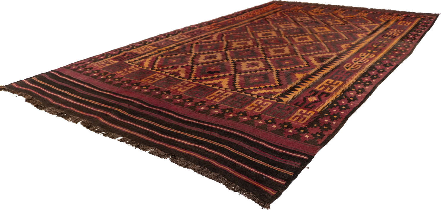 W 9 L 15.6 Kilim 100% Wool Hand-Woven Modern Design - 13184