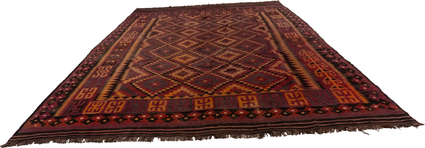 W 9 L 15.6 Kilim 100% Wool Hand-Woven Modern Design - 13184