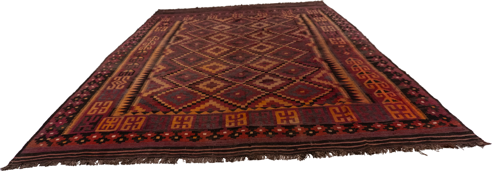 W 9 L 15.6 Kilim 100% Wool Hand-Woven Modern Design - 13184