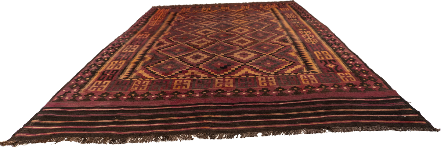 W 9 L 15.6 Kilim 100% Wool Hand-Woven Modern Design - 13184