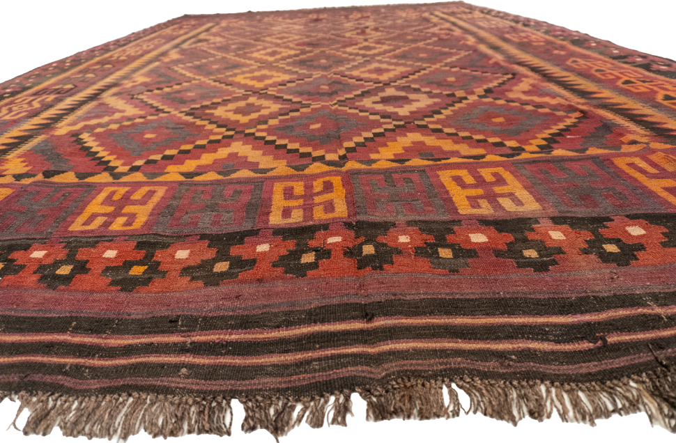 W 9 L 15.6 Kilim 100% Wool Hand-Woven Modern Design - 13184