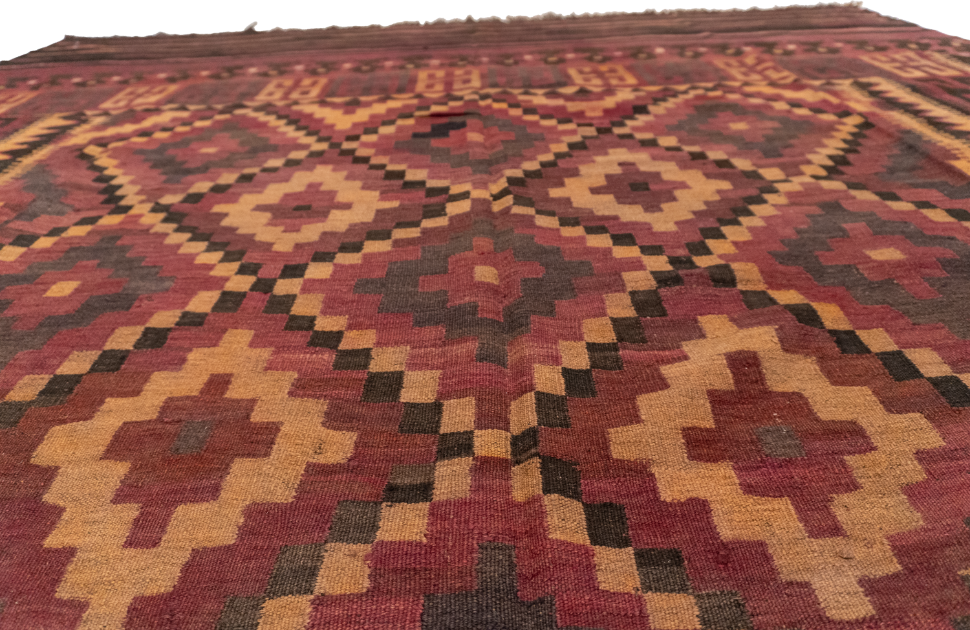 W 9 L 15.6 Kilim 100% Wool Hand-Woven Modern Design - 13184