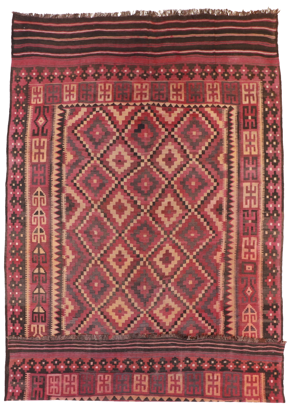 W 9 L 15.6 Kilim 100% Wool Hand-Woven Modern Design - 13184