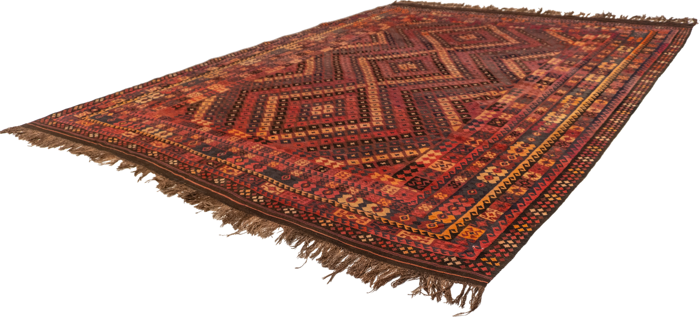 W 10.10 - L 13 - Kilim Wool Modern Rectangle - Finest Hand-Made Quality Wool - 13199