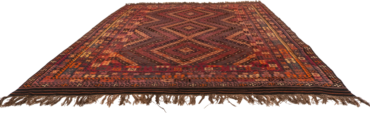 W 10.10 - L 13 - Kilim Wool Modern Rectangle - Finest Hand-Made Quality Wool - 13199