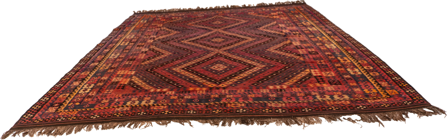 W 10.10 - L 13 - Kilim Wool Modern Rectangle - Finest Hand-Made Quality Wool - 13199