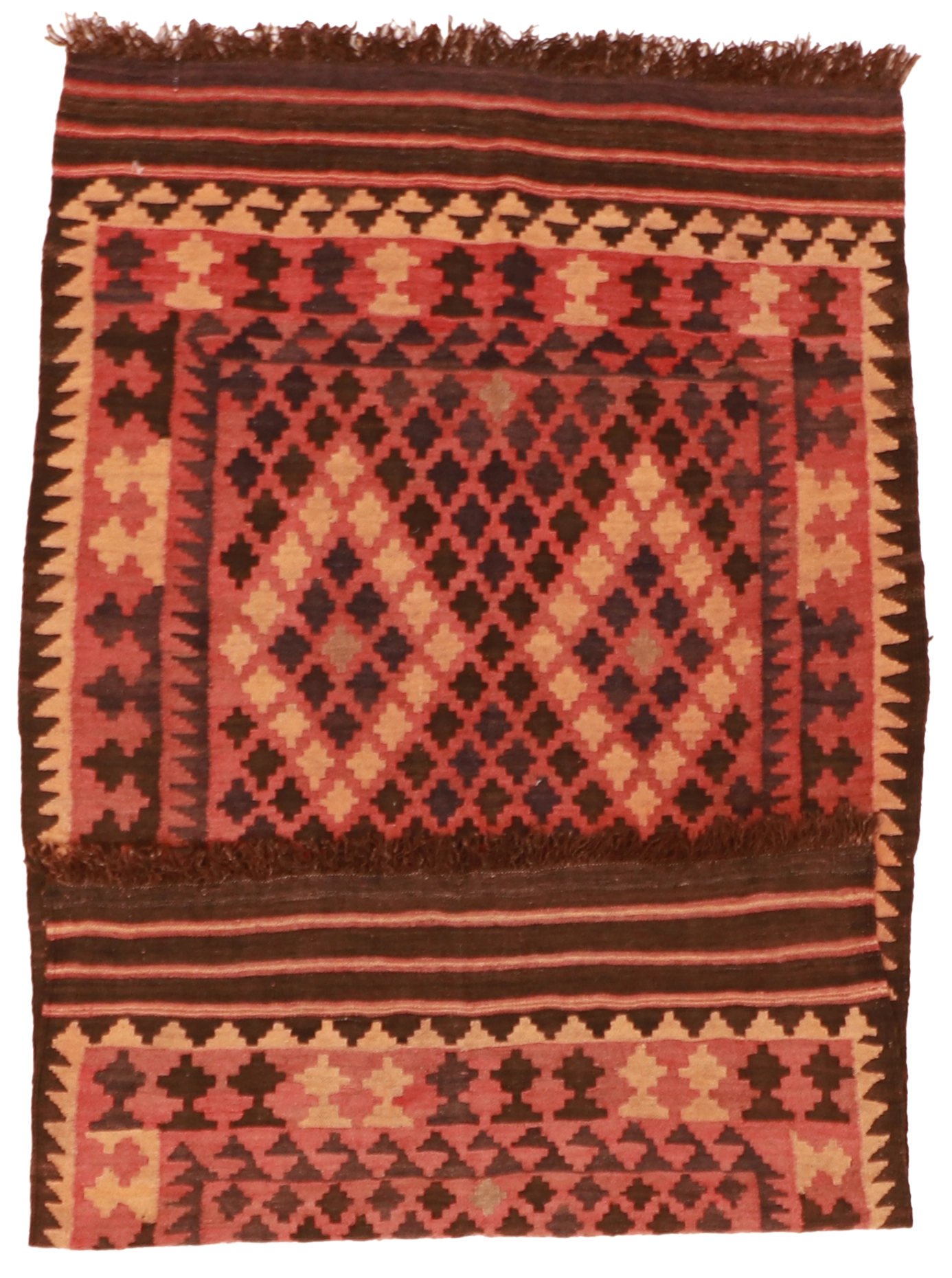 W 3.3 - L 5.10 - Kilim Wool All Over Rectangle - Finest Hand-Made Quality Wool - 13280