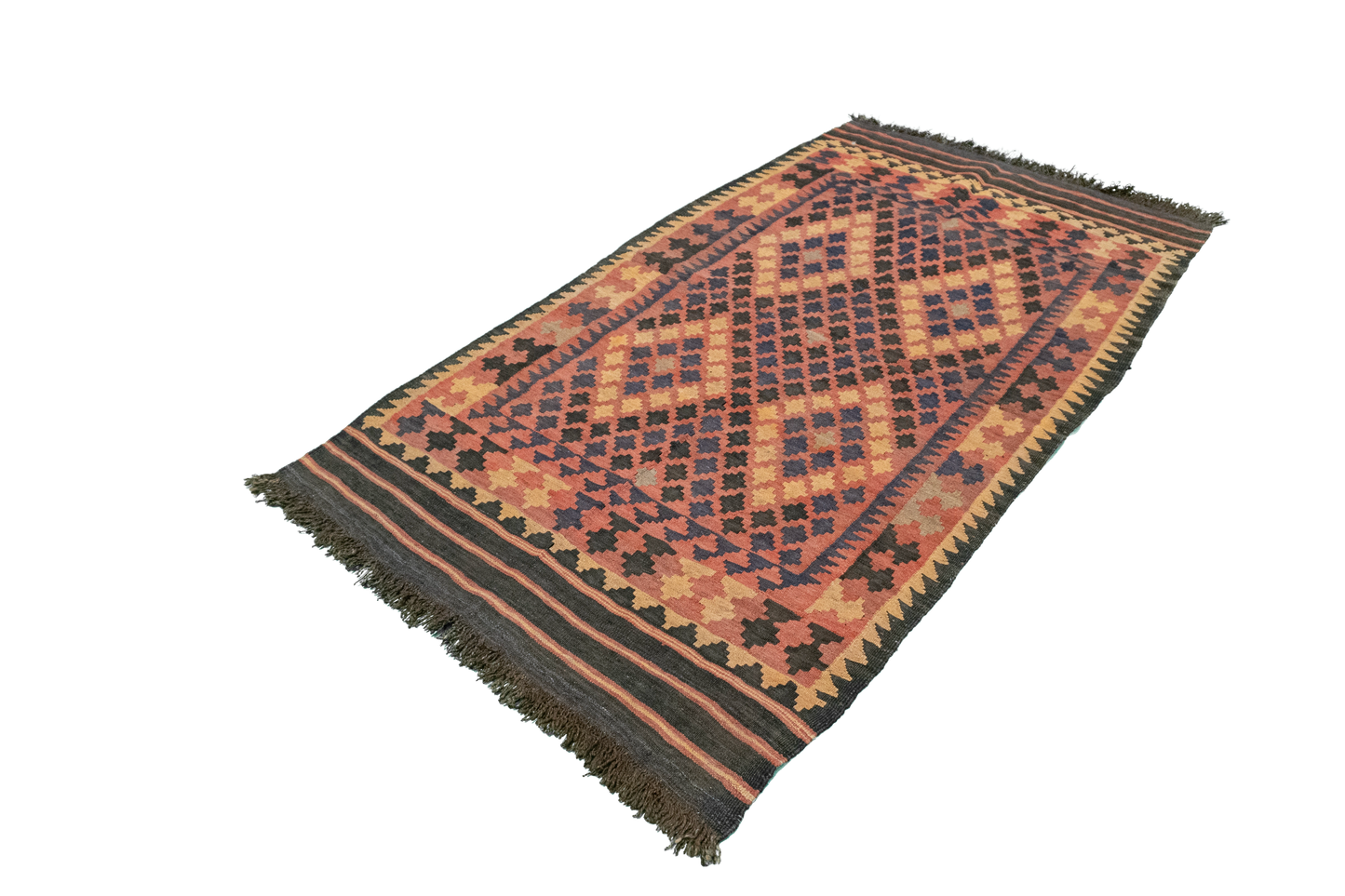 W 3.3 - L 5.10 - Kilim Wool All Over Rectangle - Finest Hand-Made Quality Wool - 13280