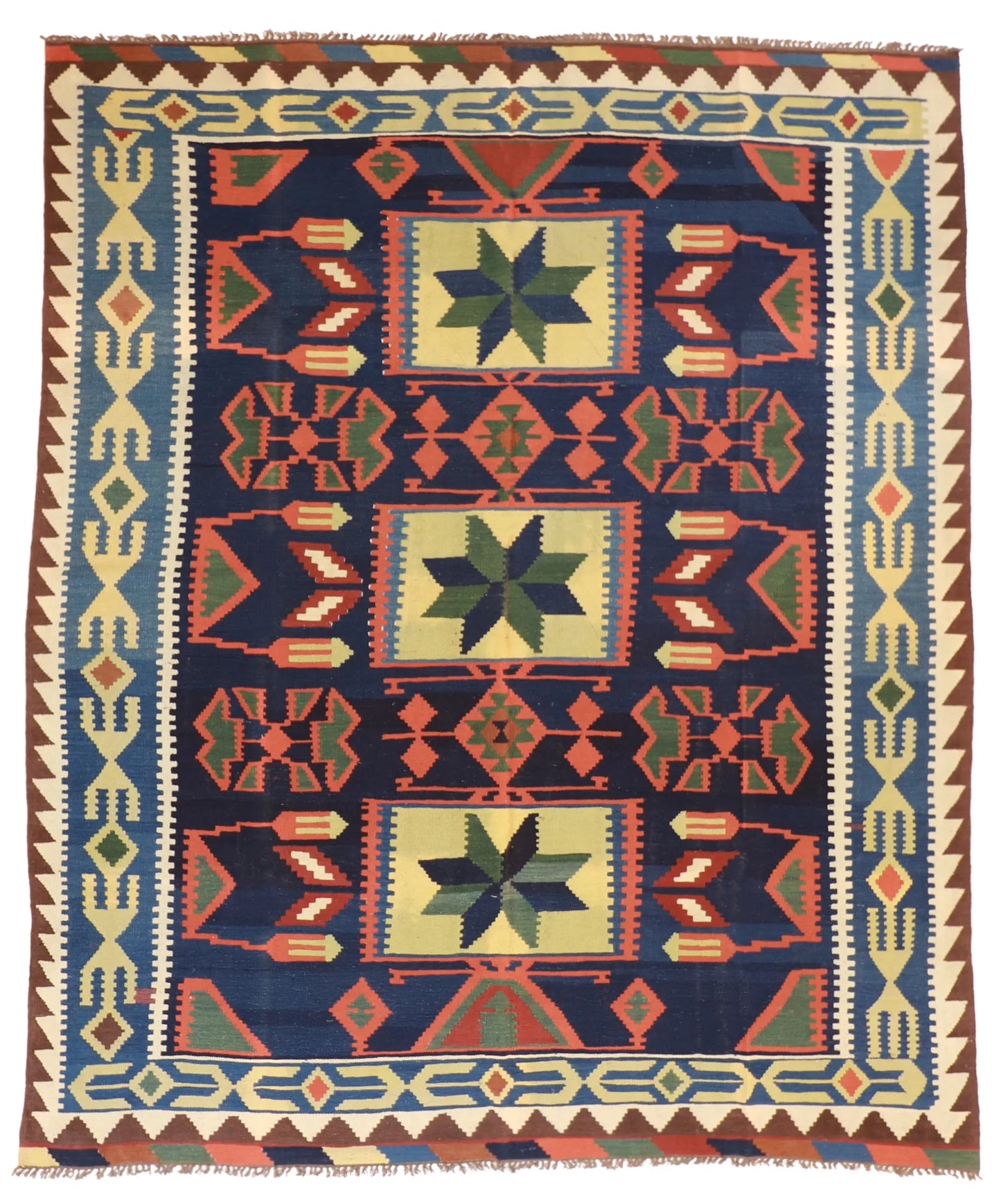 8.2 x 9.9 - Kilim Wool All Over Rectangle - Finest Hand-Knotted Quality Wool — 13386