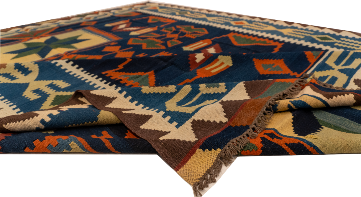 W 8.2 L 9.9 Kilim 100% Wool Hand-Woven All-Over Design - 13386
