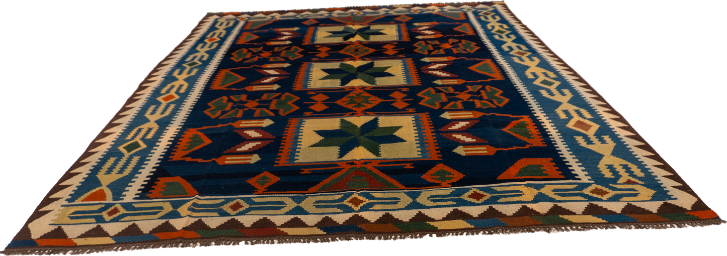 W 8.2 L 9.9 Kilim 100% Wool Hand-Woven All-Over Design - 13386