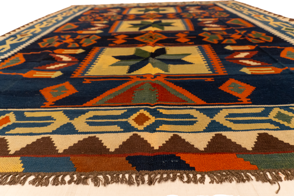 W 8.2 L 9.9 Kilim 100% Wool Hand-Woven All-Over Design - 13386