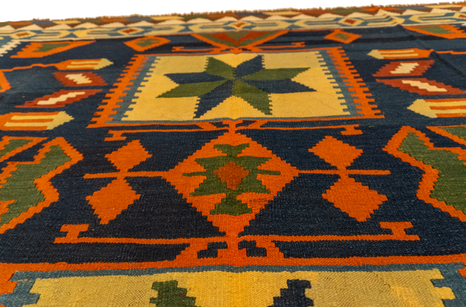 W 8.2 L 9.9 Kilim 100% Wool Hand-Woven All-Over Design - 13386