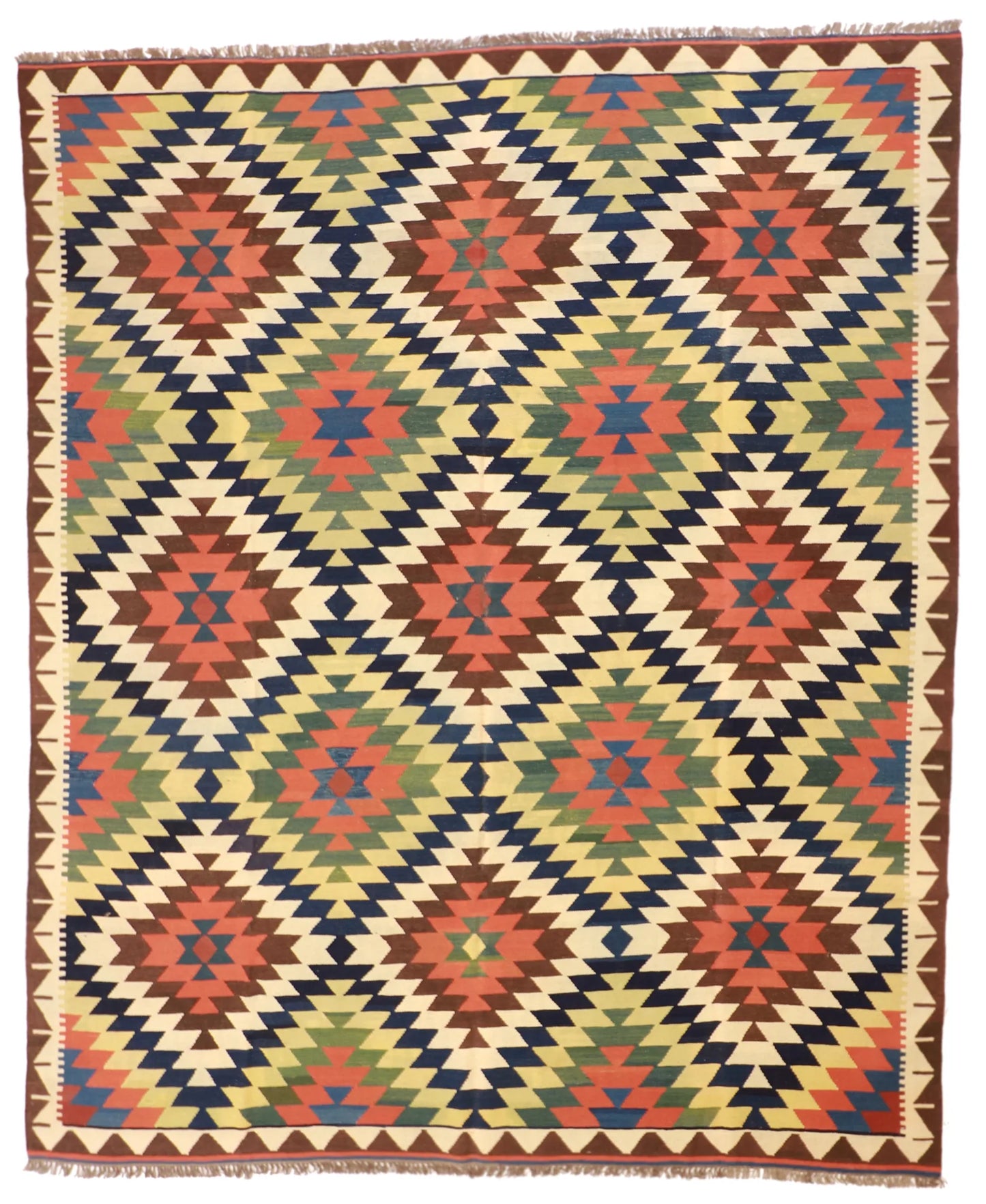 8.3 x 9.11 - Kinora Wool Geometric Rectangle - Finest Hand-Knotted Quality Wool — 13402
