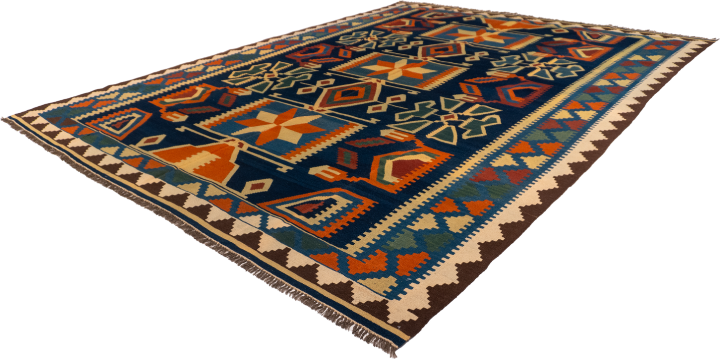 W 9.9 - L 11.10 - Kilim Wool All Over Rectangle - Finest Hand-Made Quality Wool - 13485