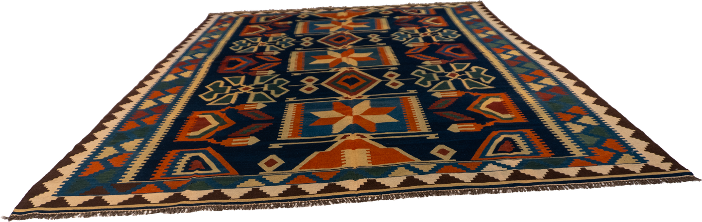 W 9.9 - L 11.10 - Kilim Wool All Over Rectangle - Finest Hand-Made Quality Wool - 13485