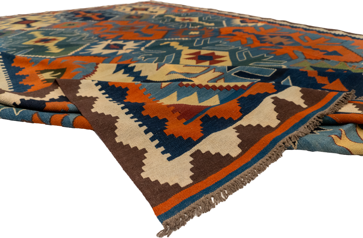 W 9.6 - L 13.9 - Kilim Wool All Over Rectangle - Finest Hand-Made Quality Wool - 13501