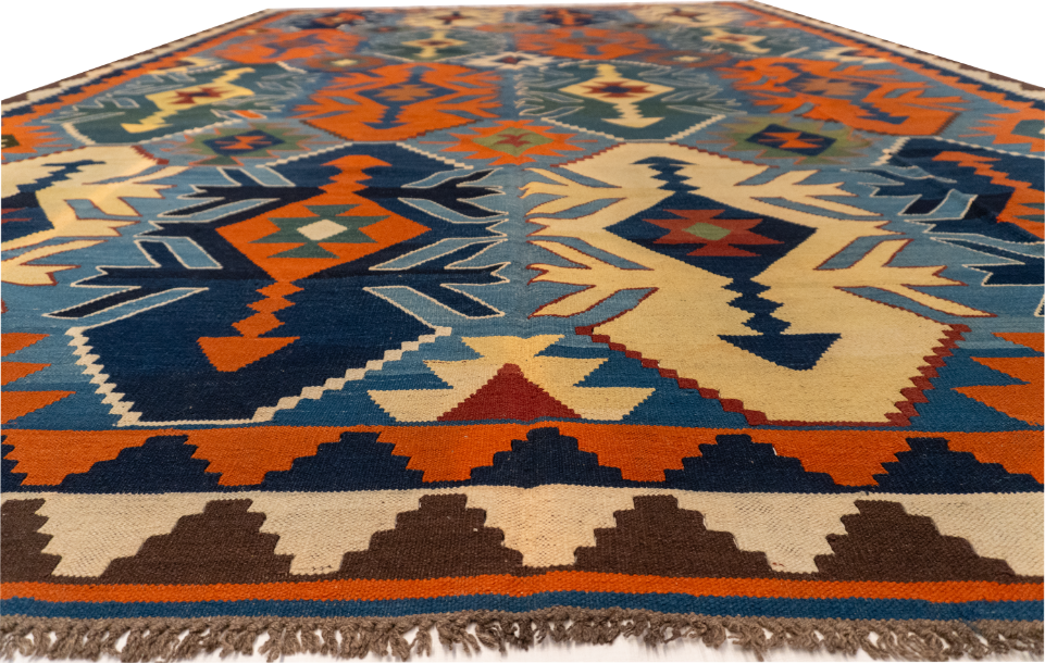 W 9.6 - L 13.9 - Kilim Wool All Over Rectangle - Finest Hand-Made Quality Wool - 13501
