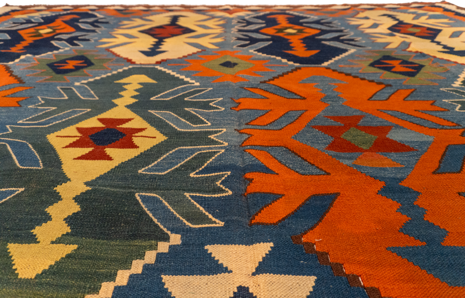 W 9.6 - L 13.9 - Kilim Wool All Over Rectangle - Finest Hand-Made Quality Wool - 13501