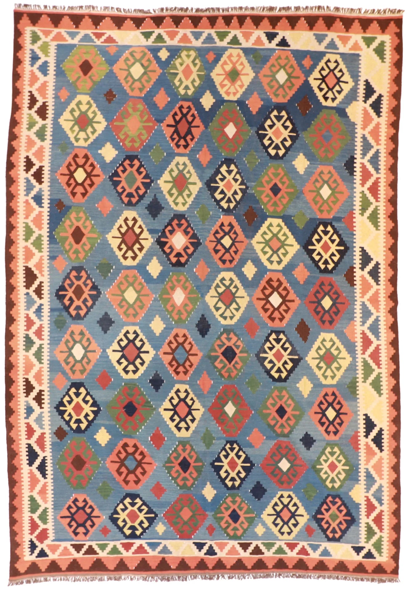 9.4 x 13.6 - Kilim Wool All Over Rectangle - Finest Hand-Knotted Quality Wool — 13502