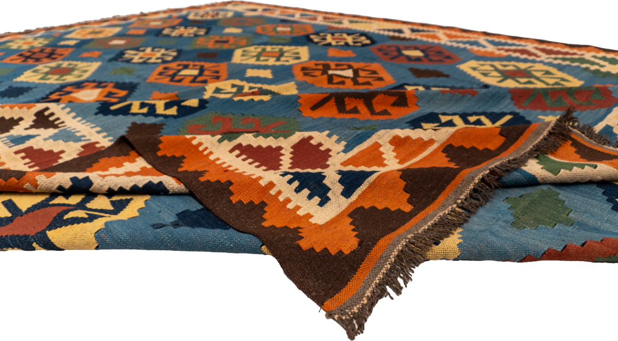 W 9.4 - L 13.6 - Kilim Wool All Over Rectangle - Finest Hand-Made Quality Wool - 13502