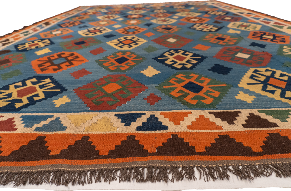W 9.4 - L 13.6 - Kilim Wool All Over Rectangle - Finest Hand-Made Quality Wool - 13502