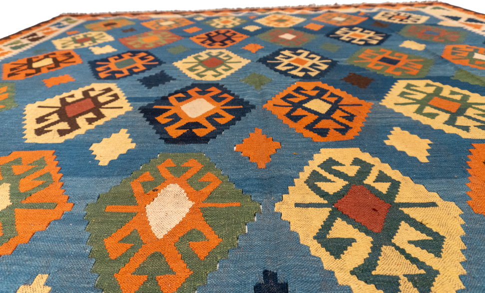 W 9.4 - L 13.6 - Kilim Wool All Over Rectangle - Finest Hand-Made Quality Wool - 13502