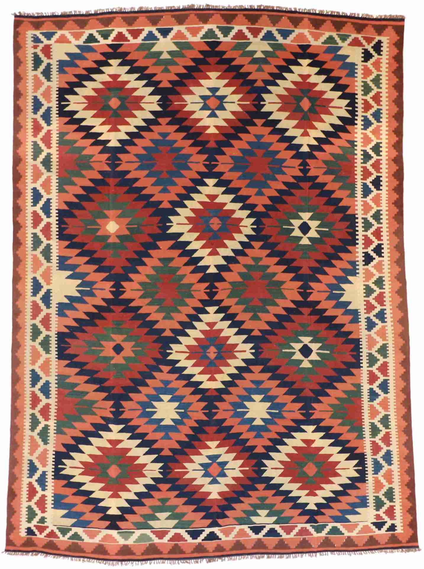 9.9 x 12.11 - Kilim Wool All Over Rectangle - Finest Hand-Knotted Quality Wool — 13534