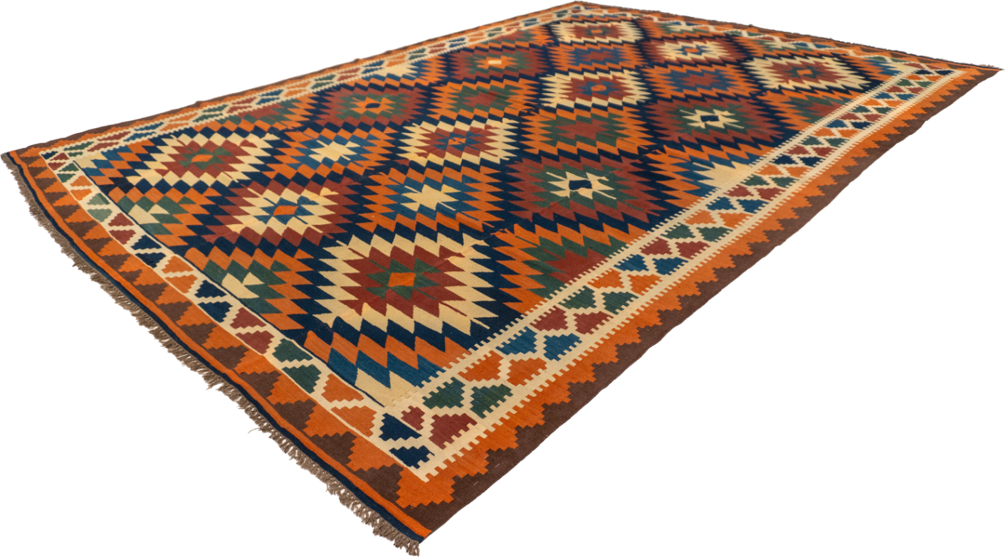 W 9.9 - L 12.11 - Kilim Wool All Over Rectangle - Finest Hand-Made Quality Wool - 13534