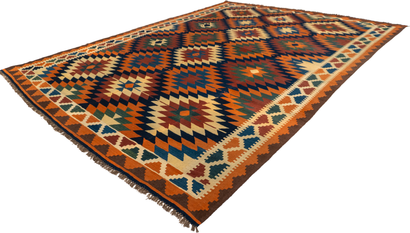 W 9.9 - L 12.11 - Kilim Wool All Over Rectangle - Finest Hand-Made Quality Wool - 13534