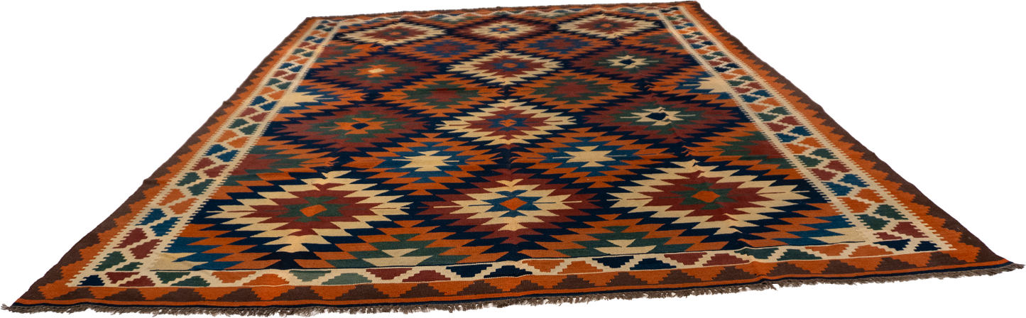 W 9.9 - L 12.11 - Kilim Wool All Over Rectangle - Finest Hand-Made Quality Wool - 13534