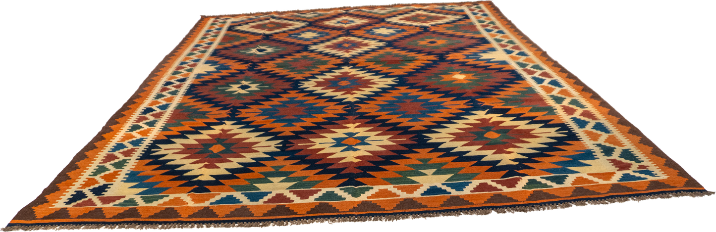 W 9.9 - L 12.11 - Kilim Wool All Over Rectangle - Finest Hand-Made Quality Wool - 13534