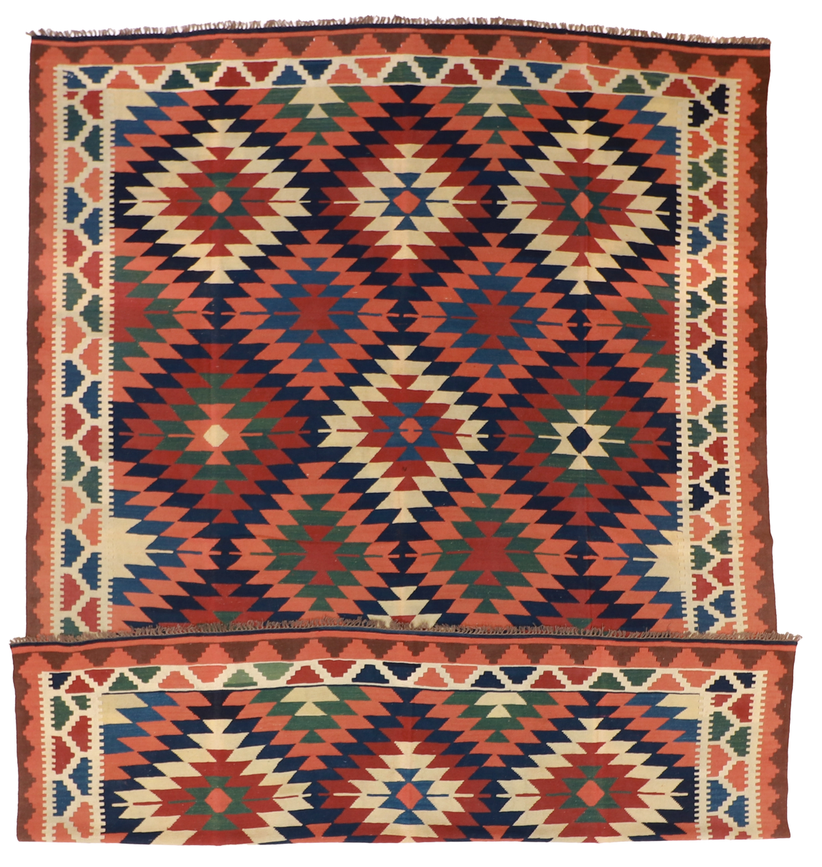 W 9.9 L 12.11 Kilim 100% Wool Hand-Woven All-Over Design - 13534