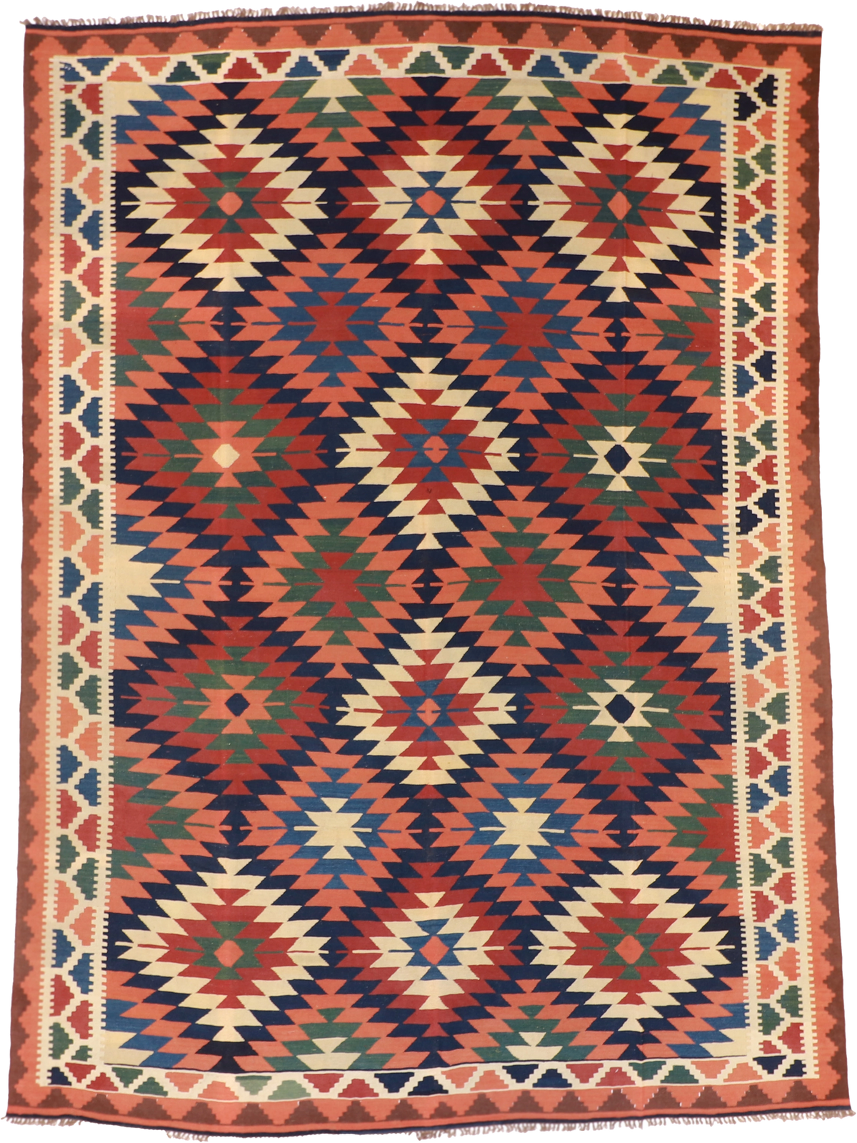 W 9.9 L 12.11 Kilim 100% Wool Hand-Woven All-Over Design - 13534