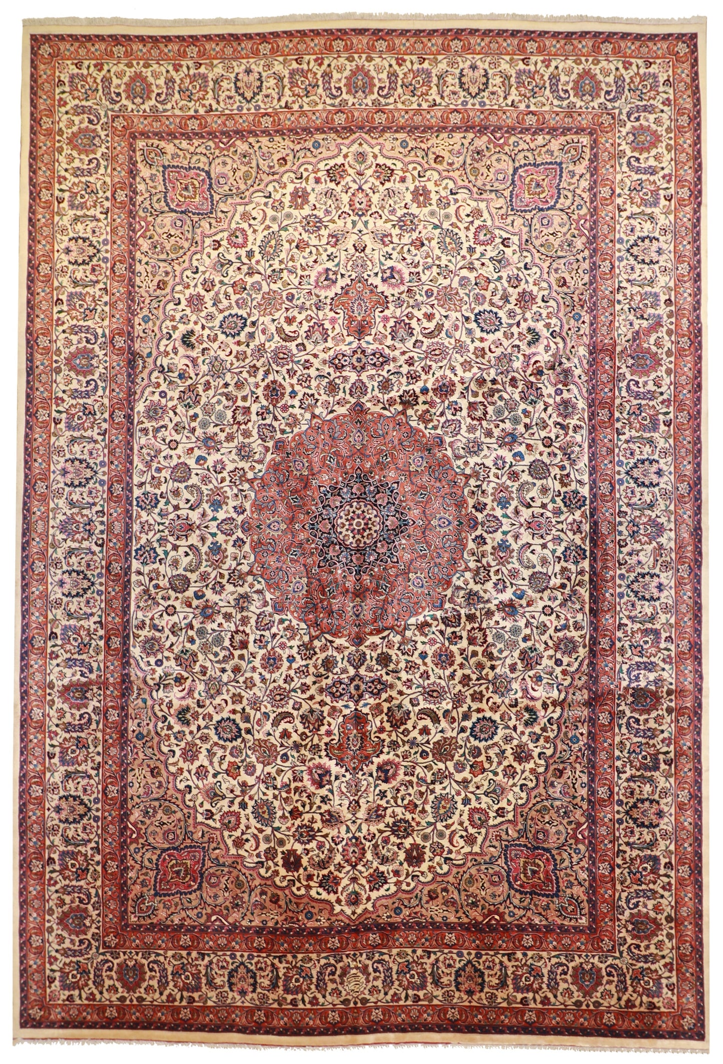 11 x 16 - Mashad Fine/Wool/S.Antique All Over Rectangle - Hand Knotted Rug — 14146
