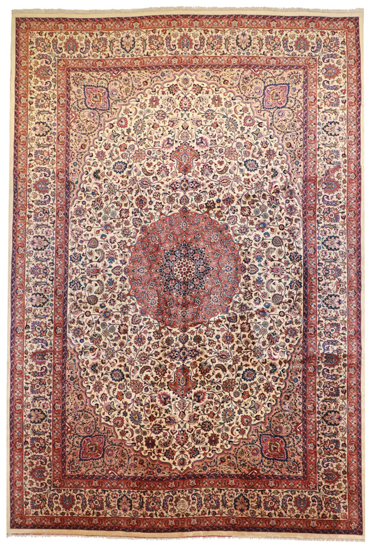 11 x 16 - Mashad Fine/Wool/S.Antique All Over Rectangle - Hand Knotted Rug — 14146