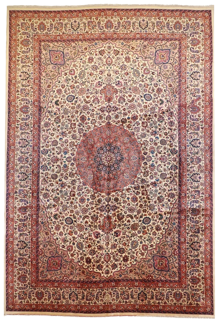 11 x 16 - Mashad Fine/Wool/S.Antique All Over Rectangle - Hand Knotted Rug — 14146